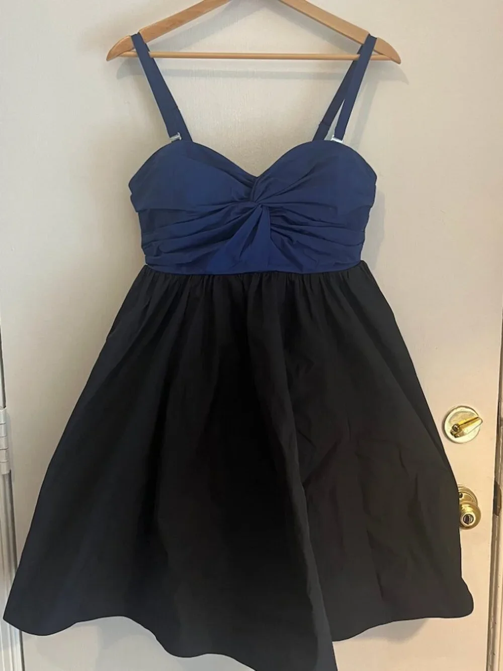 Kate Spade Blue/Black Taffeta Sleeveless Cocktail Dress (12)